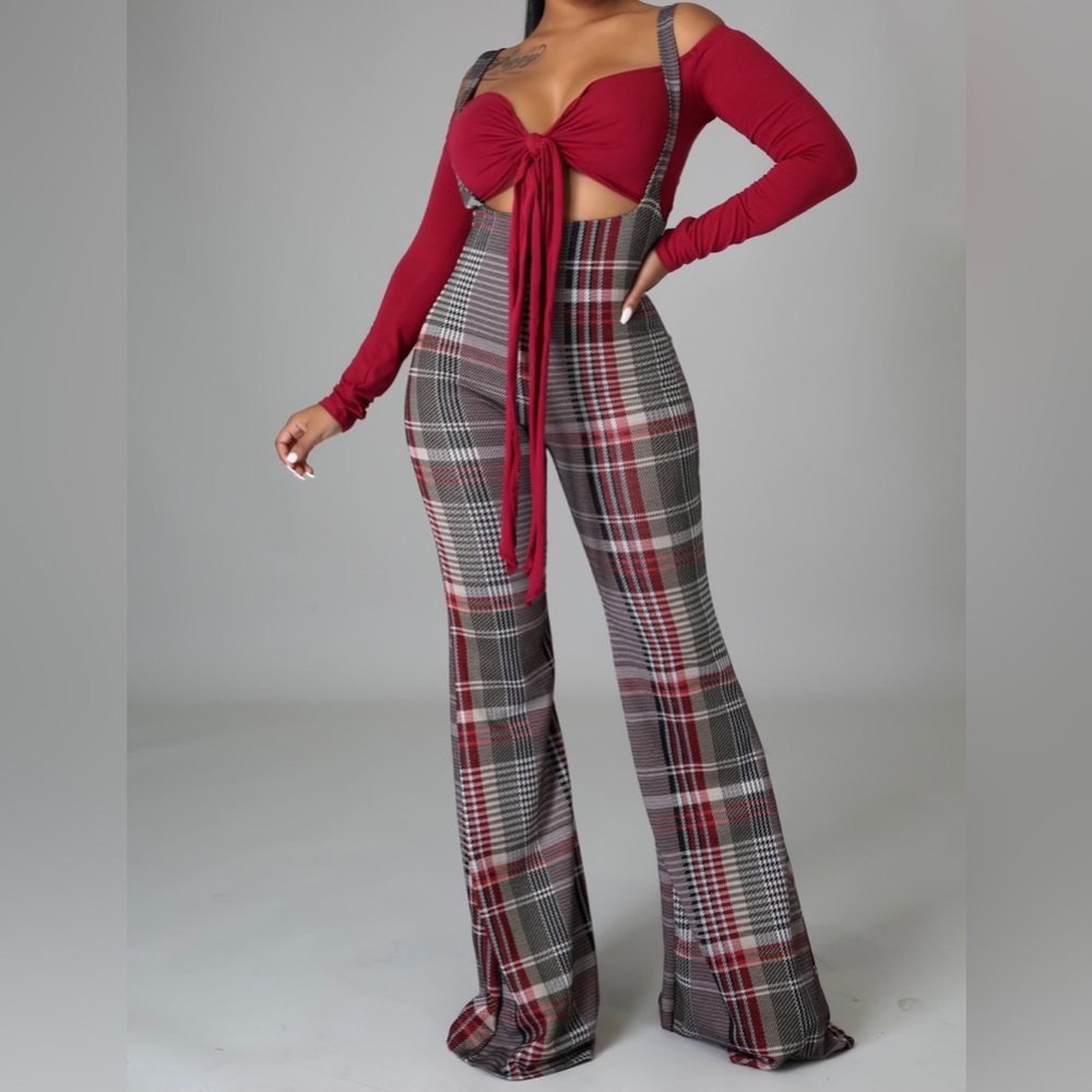 Plaid Jumpsuit Set